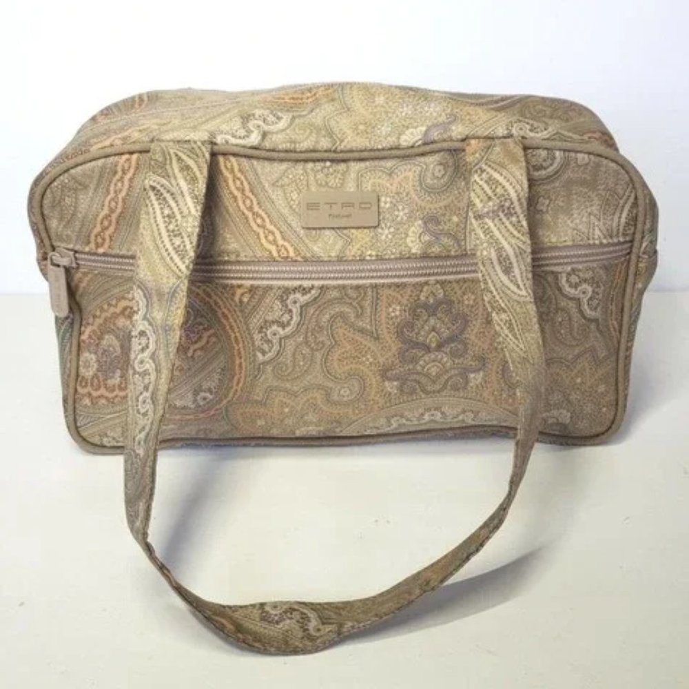 ETRO Profumi Travel Cosmetic Bag in Paisley Beige Print Like New